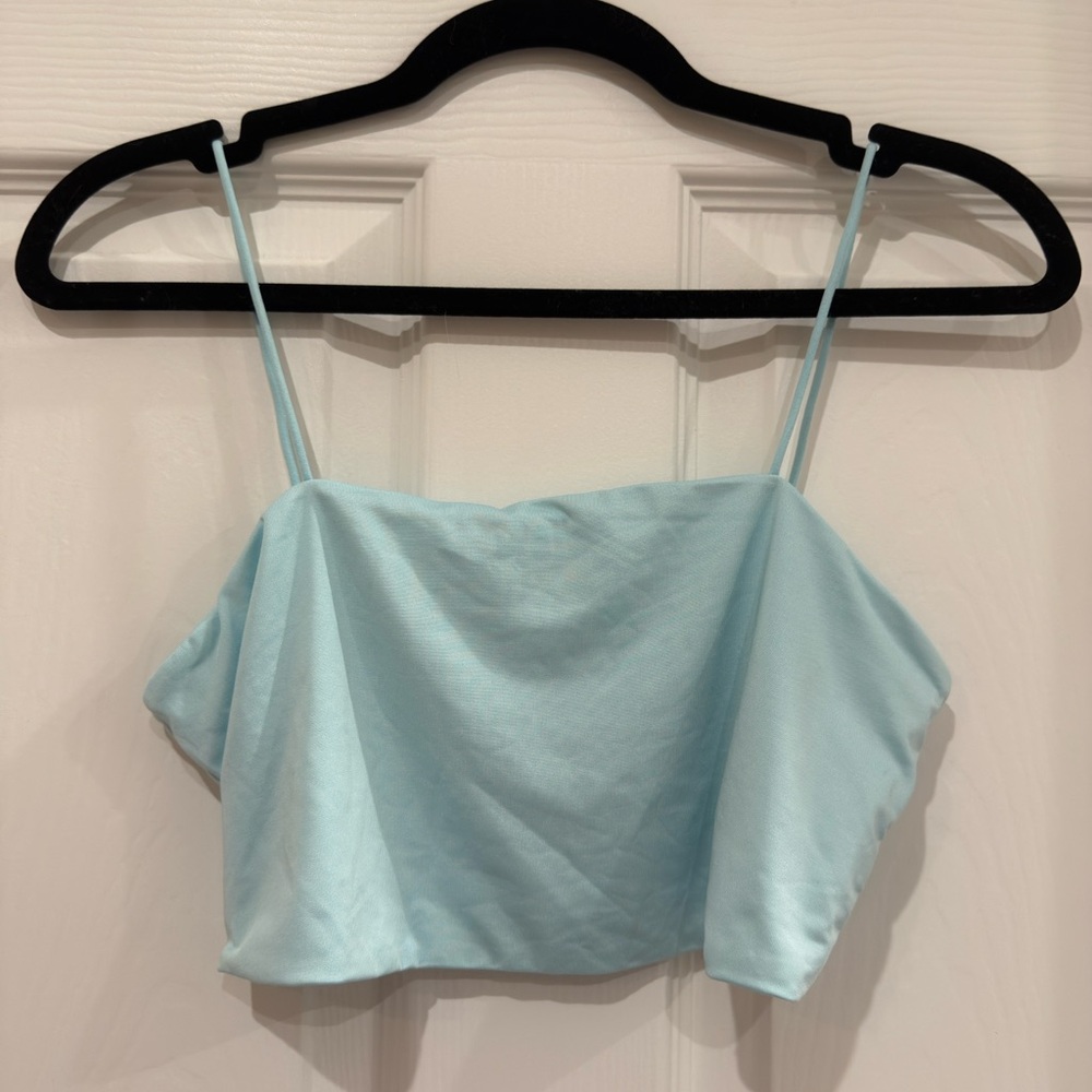 Sky Blue Stretchy Cropped Cami Top NWOT